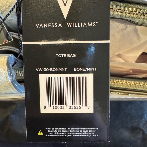 Vanessa Williams Cream(bone) and Mint Accents Tote Bag NWT - Picture 2 of 7